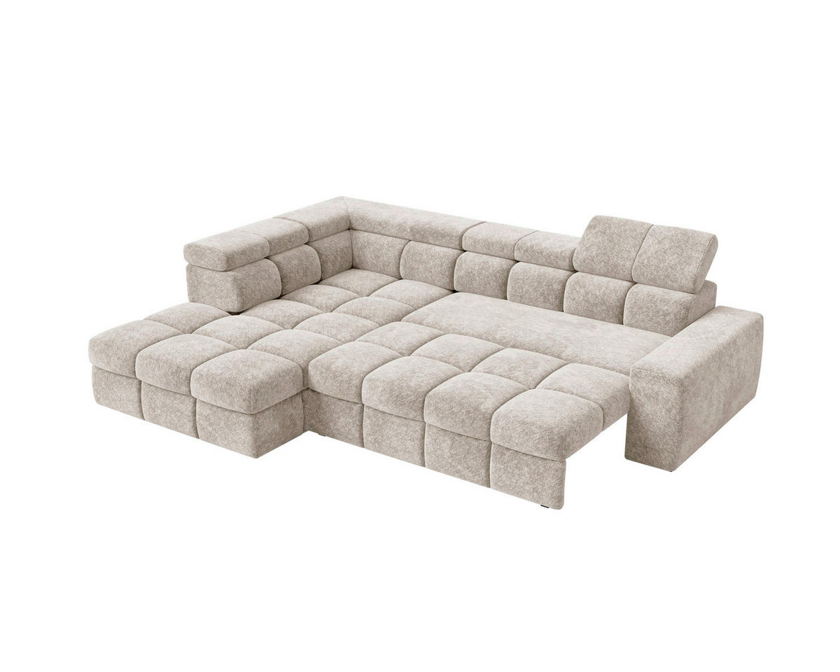 ECKSOFA  in Chenille Creme  - Creme/Schwarz, MODERN, Kunststoff/Textil (204/292cm) - Milino