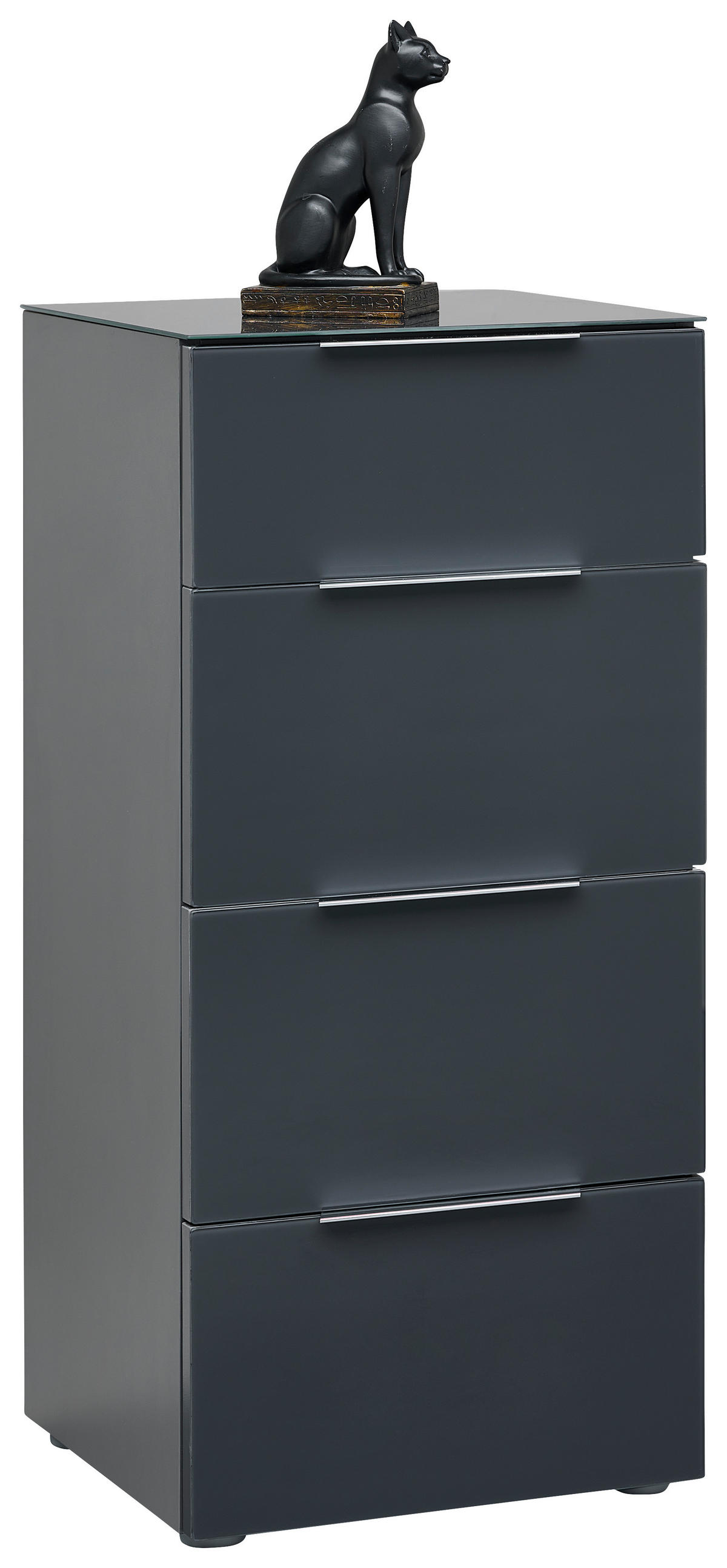 KOMÓD 45/101/42 cm  - alumíniumszínű/antracit, Design, faalapú anyag/Üveg (45/101/42cm) - Voleo