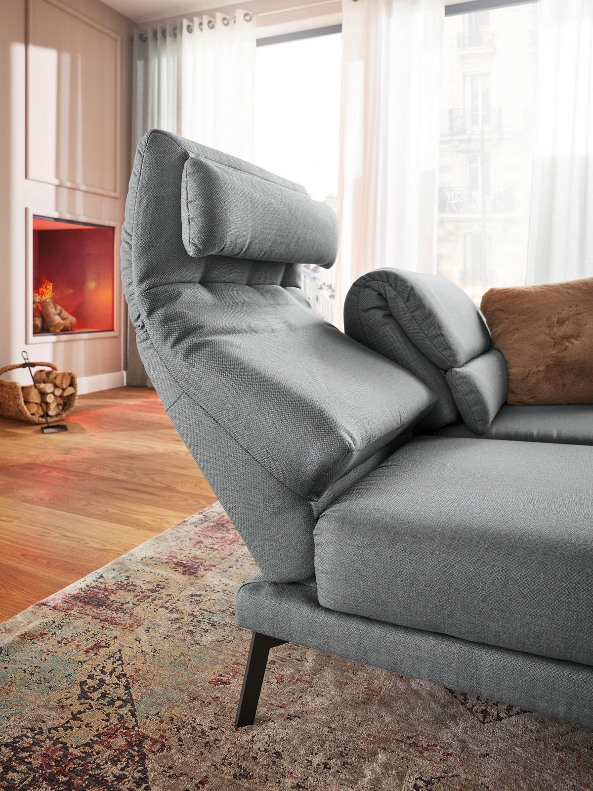 2-SITZER-SOFA Flachgewebe Grau  - Schwarz/Grau, Design, Textil/Metall (178-226/83-113/96-177cm) - Dieter Knoll