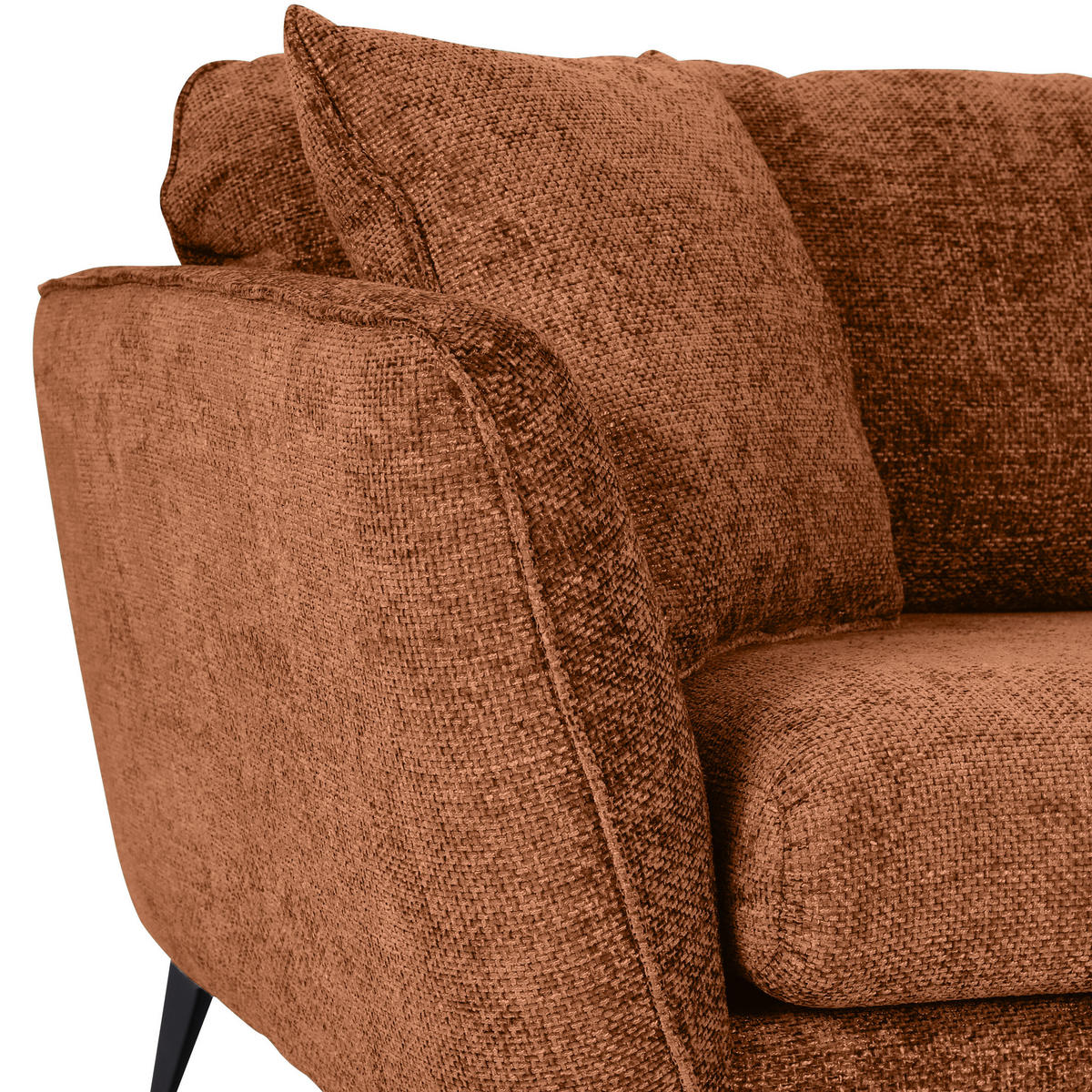 2-SITZER-SOFA Chenille Braun  - Schwarz/Braun, KONVENTIONELL, Textil/Metall (190/70/98cm) - Carryhome