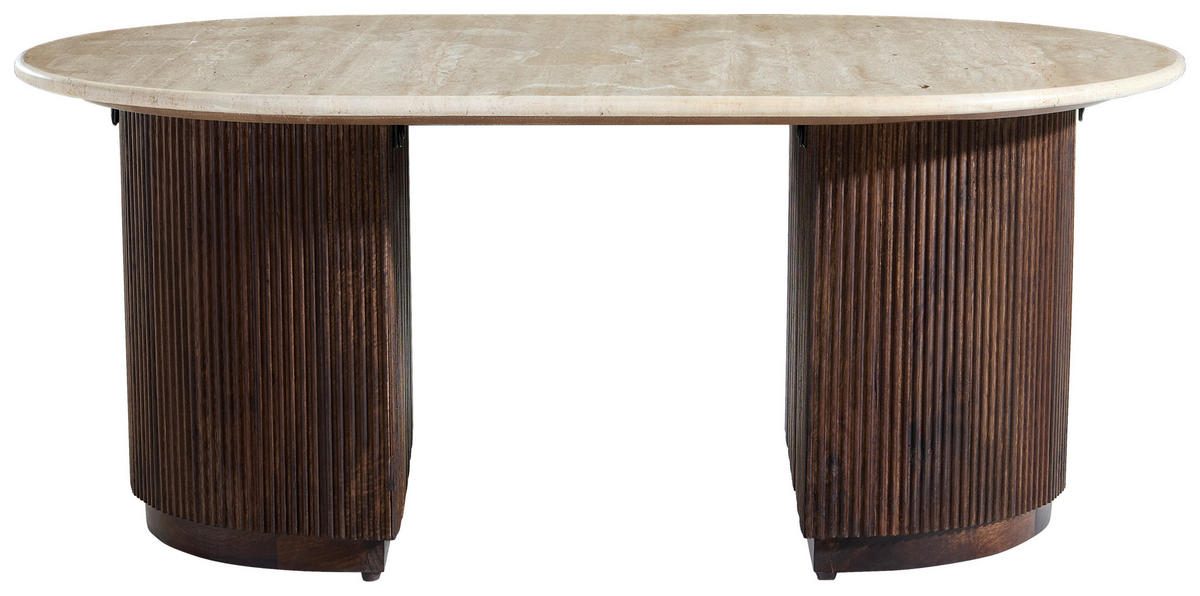 COUCHTISCH Mangoholz vollmassiv 110/70/45 cm rechteckig Dunkelbraun, Beige  - Dunkelbraun/Beige, Design, Holz/Stein (110/70/45cm) - Livetastic