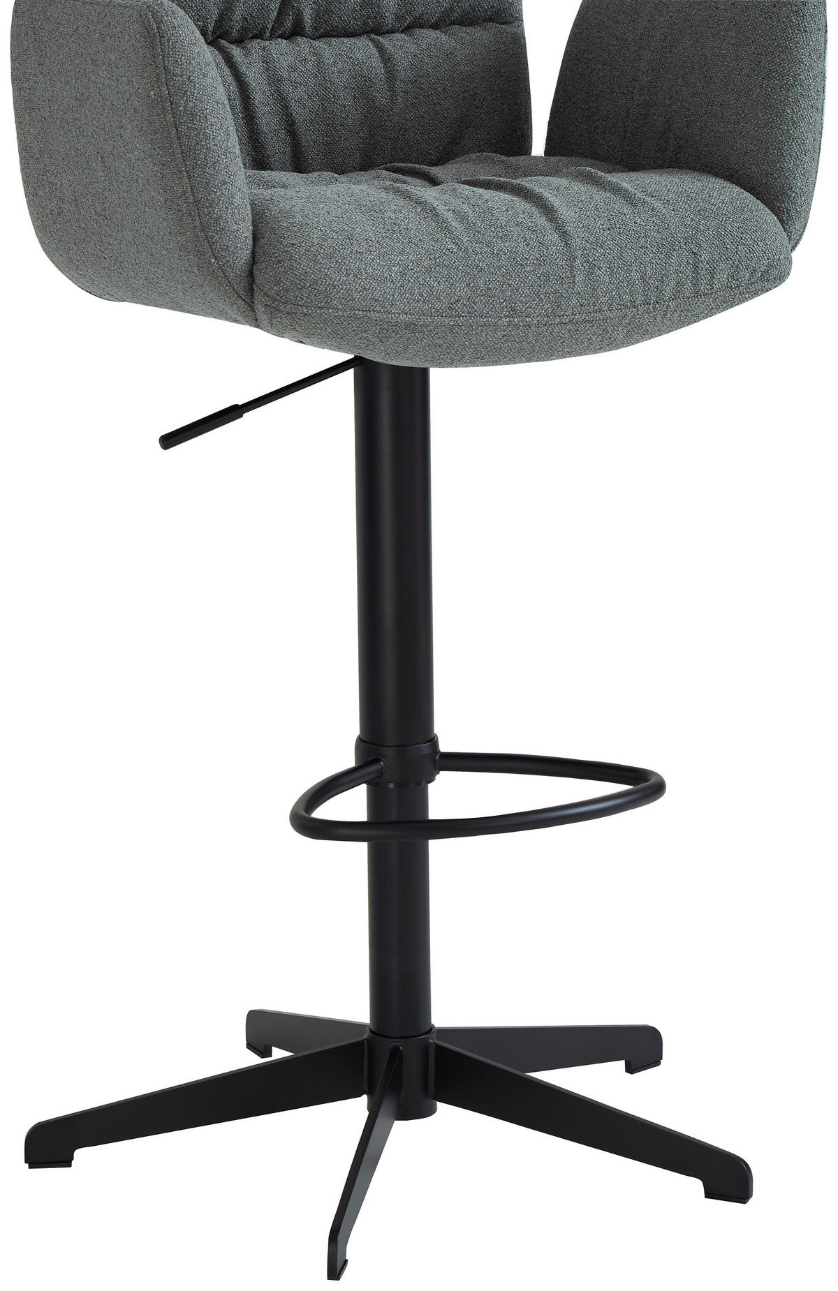 BARHOCKER Leinenoptik Grün, Schwarz Stahl Sitzfläche 360° drehbar  - Schwarz/Grün, Design, Textil/Metall (58/107-125/57cm) - Dieter Knoll