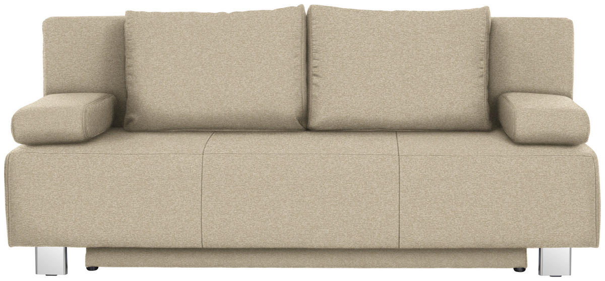 SCHLAFSOFA in Webstoff Beige  - Chromfarben/Beige, Design, Textil/Metall (197/88/89cm) - Xora