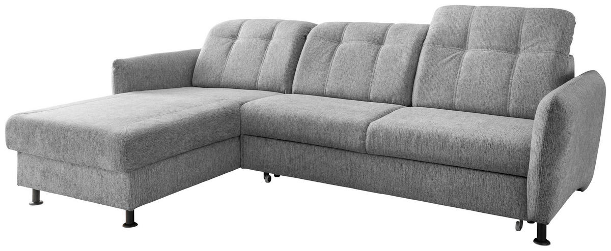 ECKSOFA in Chenille Silberfarben  - Silberfarben/Schwarz, Modern, Textil/Metall (184/267cm) - Livetastic