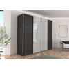 SCHWEBETÜRENSCHRANK 271/235/68 cm 4-türig Graphitfarben, Seidengrau  - Chromfarben/Seidengrau, KONVENTIONELL, Glas/Holzwerkstoff (271/235/68cm) - Novel
