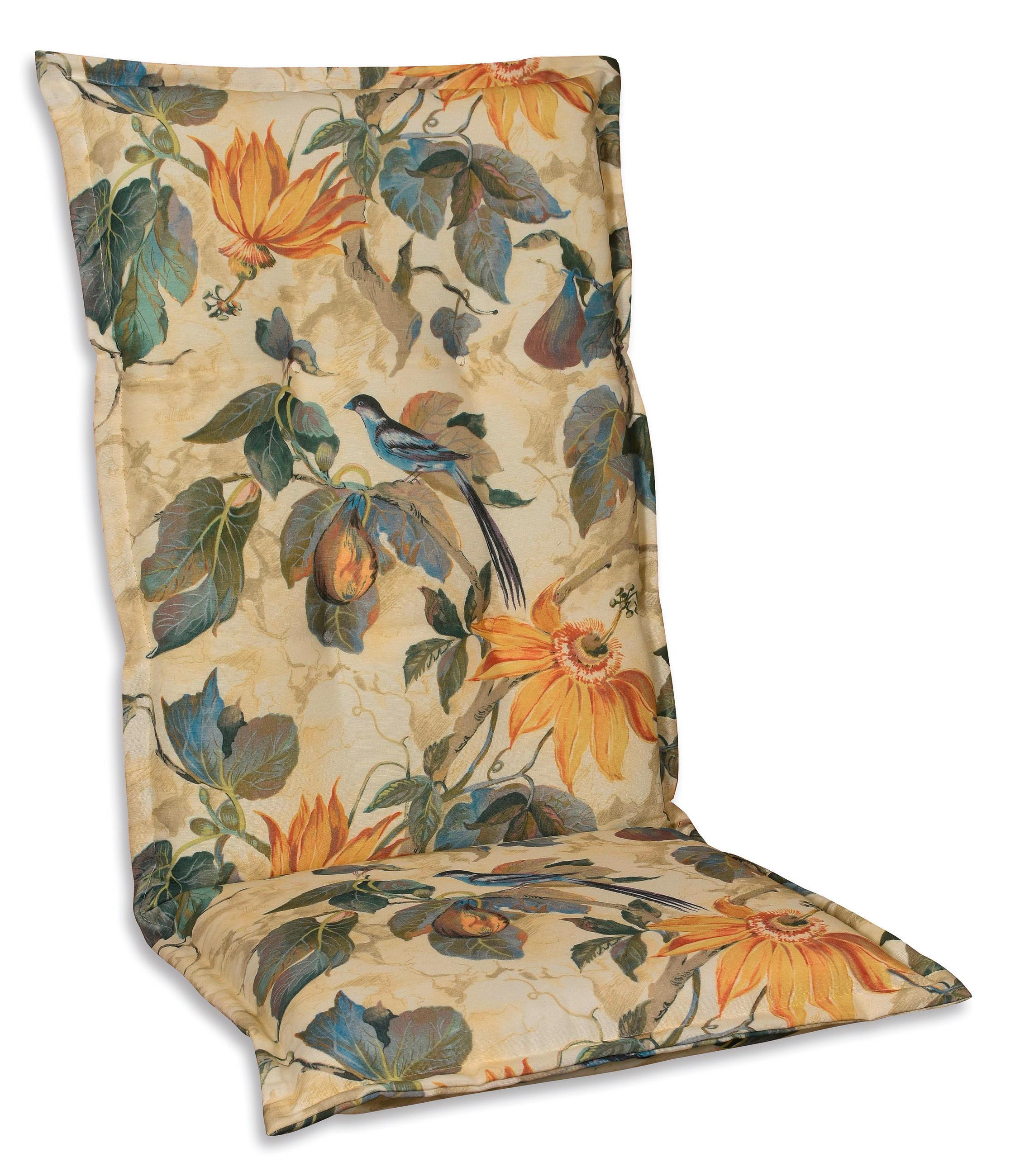SESSELAUFLAGE Floral  - Sandfarben/Blau, Basics, Textil (50/9/120cm)