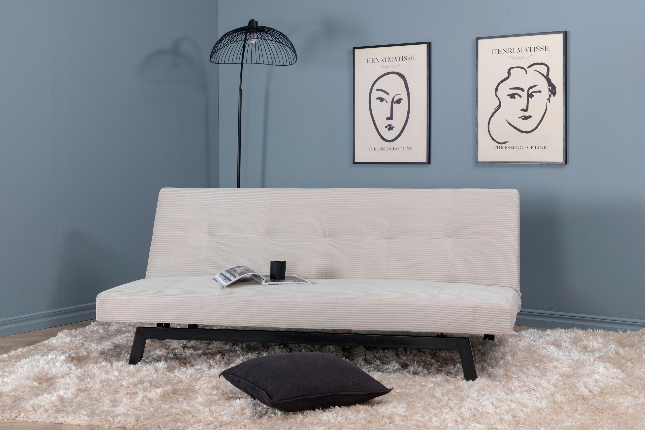 SCHLAFSOFA in Cord Schwarz, Beige  - Beige/Schwarz, Design, Textil/Metall (180/80/55cm) - Livetastic