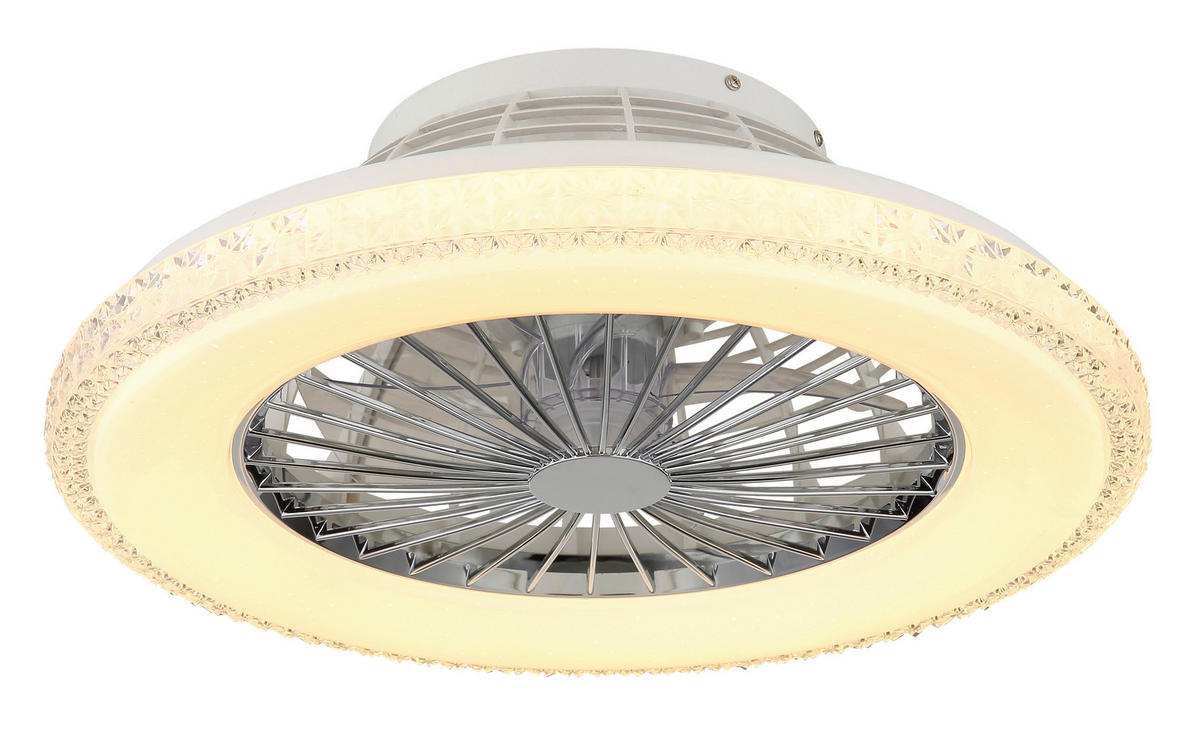 DECKENVENTILATOR  50/17,5 cm    - Klar/Chromfarben, Basics, Kunststoff/Metall (50/17,5cm) - Globo