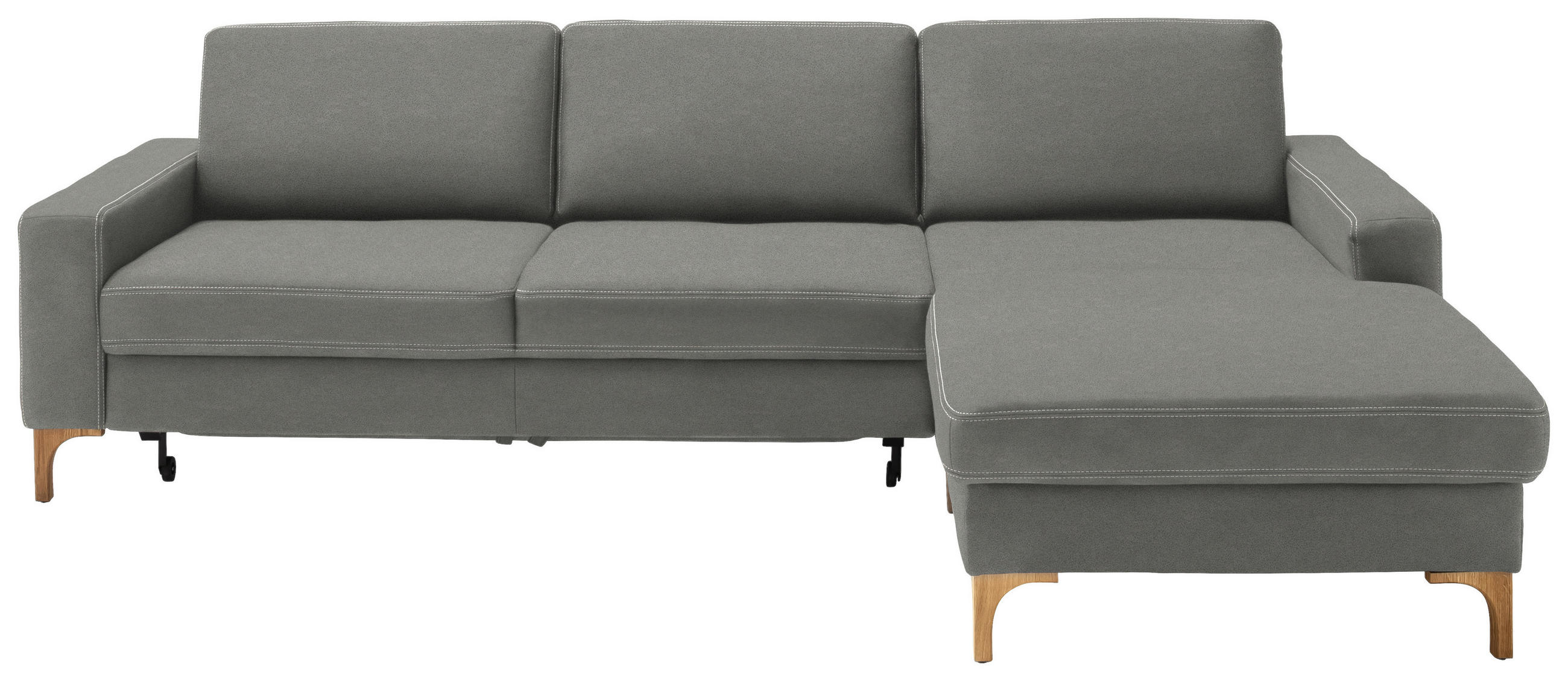 ECKSOFA in Mikrofaser Hellgrau  - Eichefarben/Beige, Design, Holz/Textil (278/185cm) - Pure Home Lifestyle