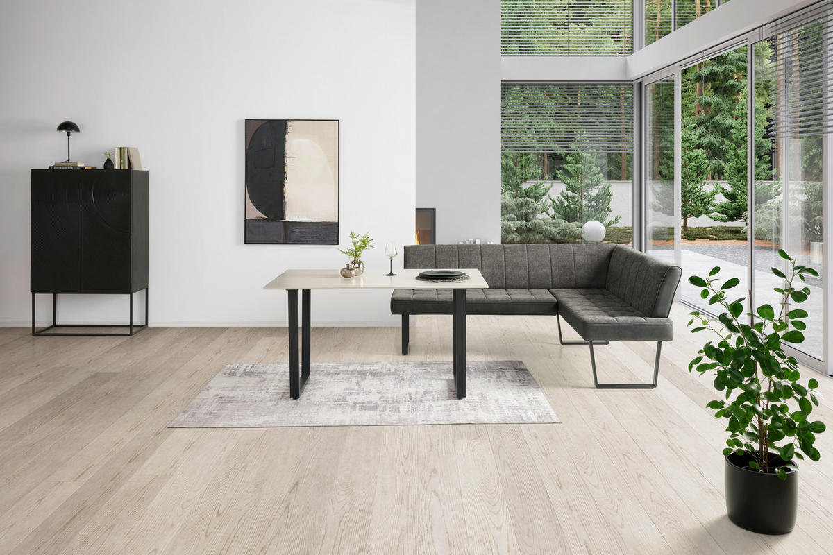 ECKBANK 200/160 cm  in Grau, Schwarz  - Schwarz/Grau, KONVENTIONELL, Textil/Metall (200/160cm) - MID.YOU