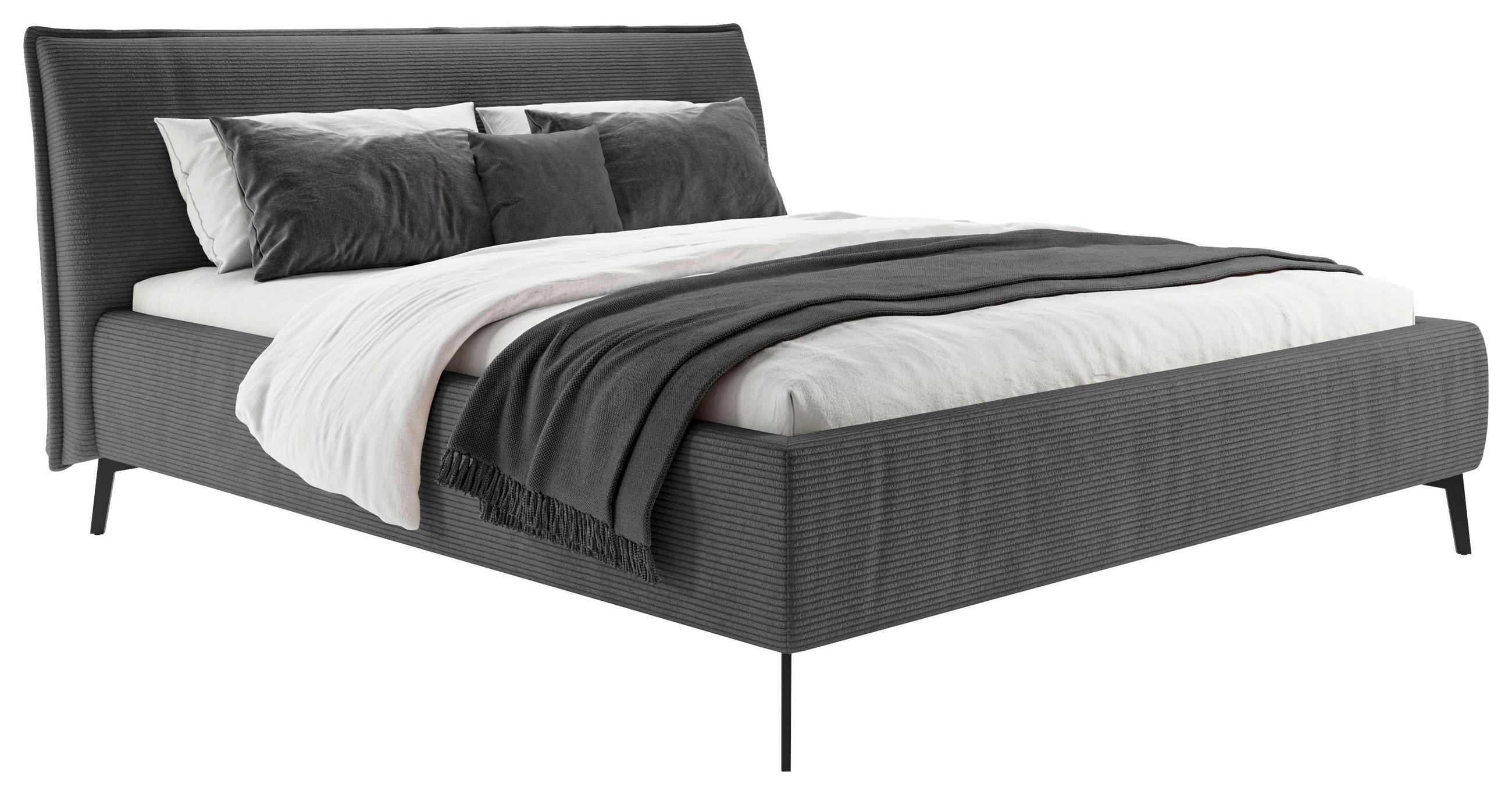 POLSTERBETT 180/200 cm  in Dunkelgrau  - Dunkelgrau/Schwarz, Design, Textil/Metall (180/200cm) - Lomoco