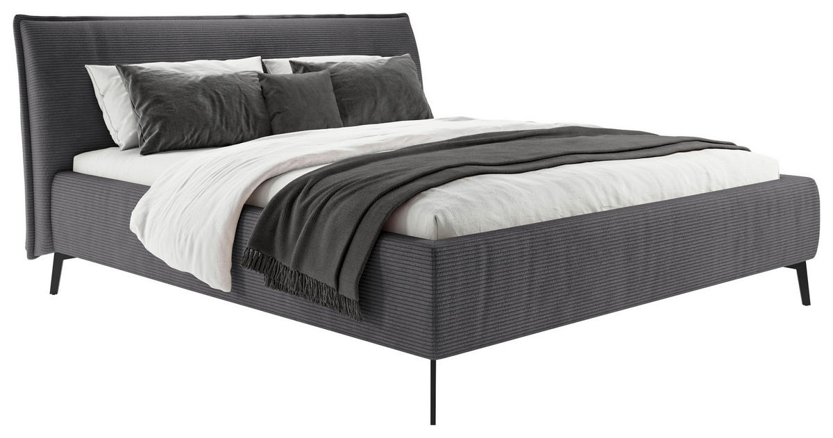 POLSTERBETT 160/200 cm  Dunkelgrau  - Dunkelgrau/Schwarz, Design, Textil/Metall (160/200cm) - Lomoco