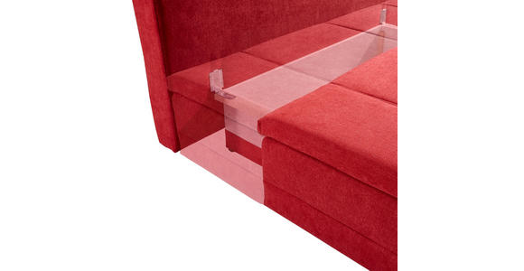 BOXSPRINGSOFA in Webstoff Weinrot  - Chromfarben/Weinrot, Design, Textil/Metall (200/93/107cm) - Novel