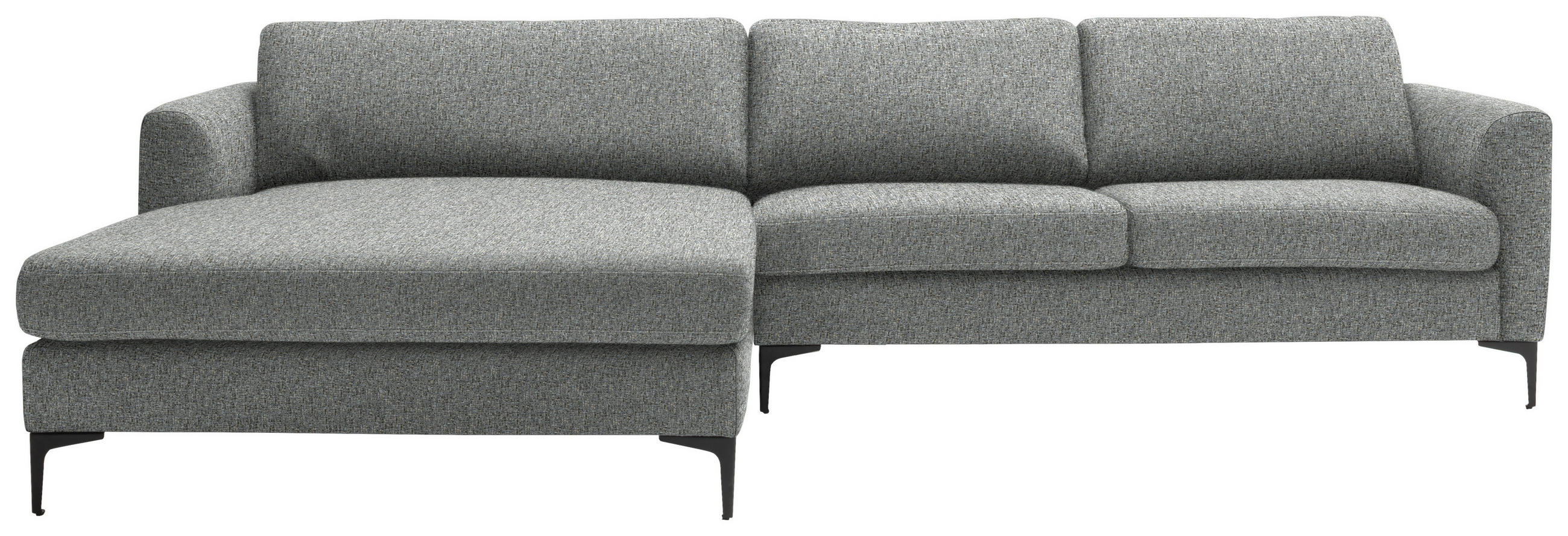 ECKSOFA in Flachgewebe Grau  195/310 cm  - Schwarz/Grau, Design, Textil/Metall (195/310cm) - Schöner Wohnen