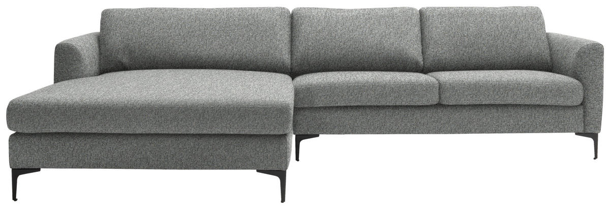 ECKSOFA in Flachgewebe Grau  195/310 cm  - Schwarz/Grau, Design, Textil/Metall (195/310cm) - Schöner Wohnen