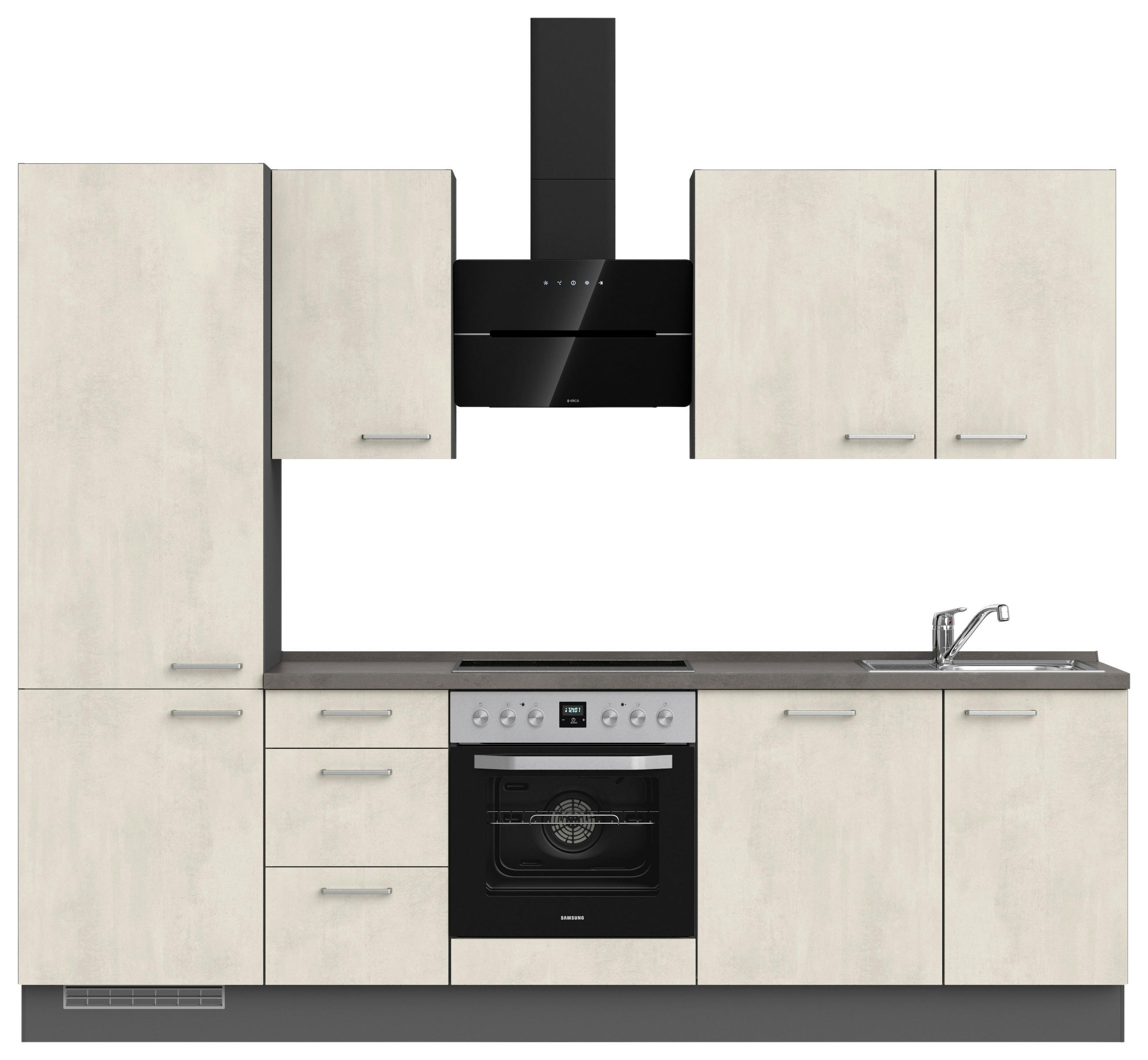 KÜCHENBLOCK 270 cm   in Weiß, Schieferfarben  - Schieferfarben/Edelstahlfarben, MODERN, Holzwerkstoff/Metall (270cm) - Nobilia