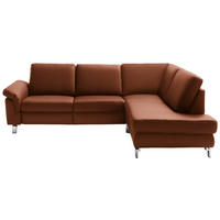 ECKSOFA in Echtleder Braun  - Chromfarben/Braun, Design, Leder/Metall (271/200cm) - Pure Home Lifestyle