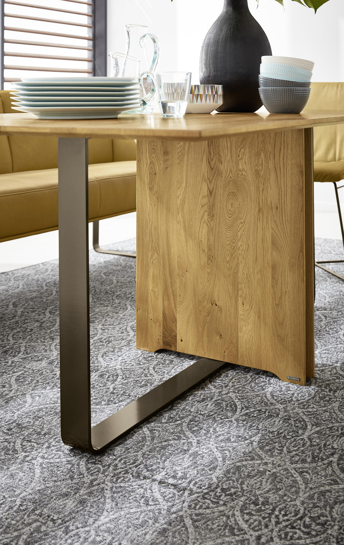 ESSTISCH Eiche massiv rechteckig Eichefarben  - Eichefarben/Bronzefarben, Design, Holz/Metall (200/100/75,2cm) - Musterring