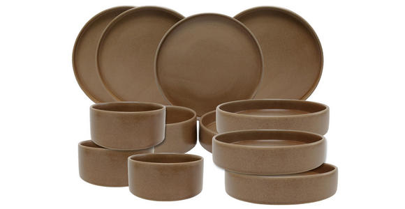 KOMBISERVICE Kyoto 12-teilig  - Braun, Trend, Keramik - Novel
