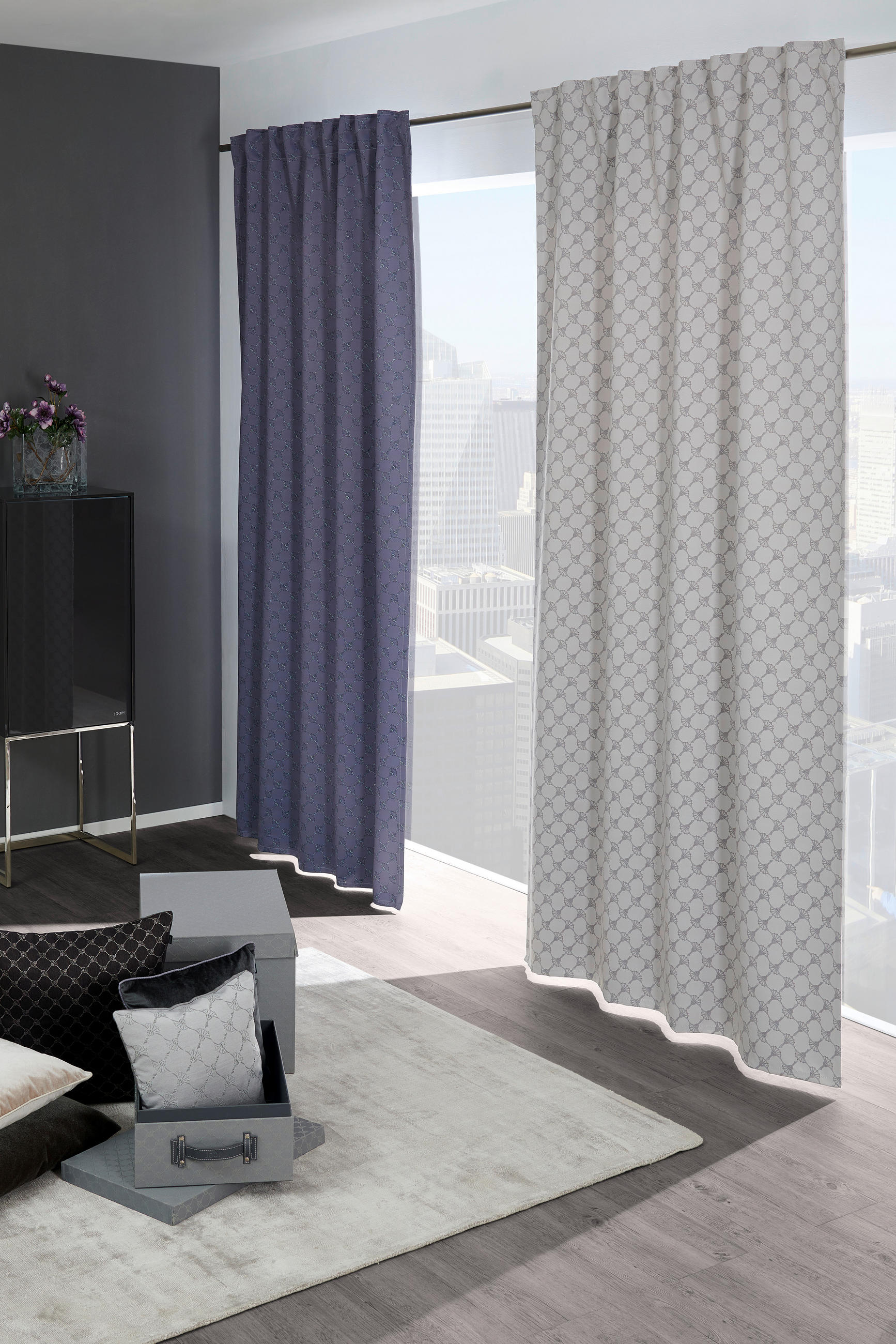 GOTOVA ZAVESA antracit - antracit, Dizajnerski, tekstil (130/250cm) - Joop!