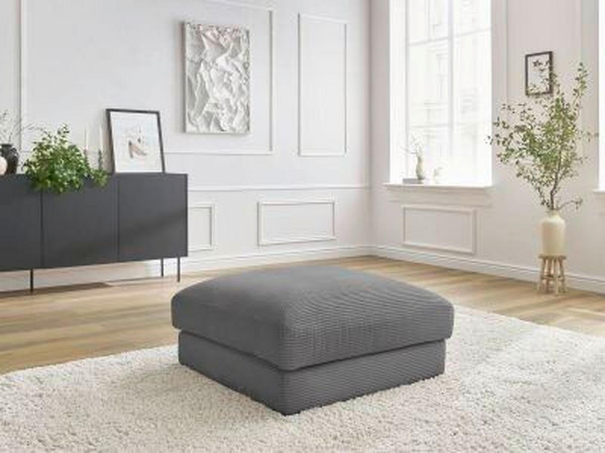 HOCKER LEONARD Cord Dunkelgrau  - Dunkelgrau/Schwarz, MODERN, Kunststoff/Textil (86/43/86cm)