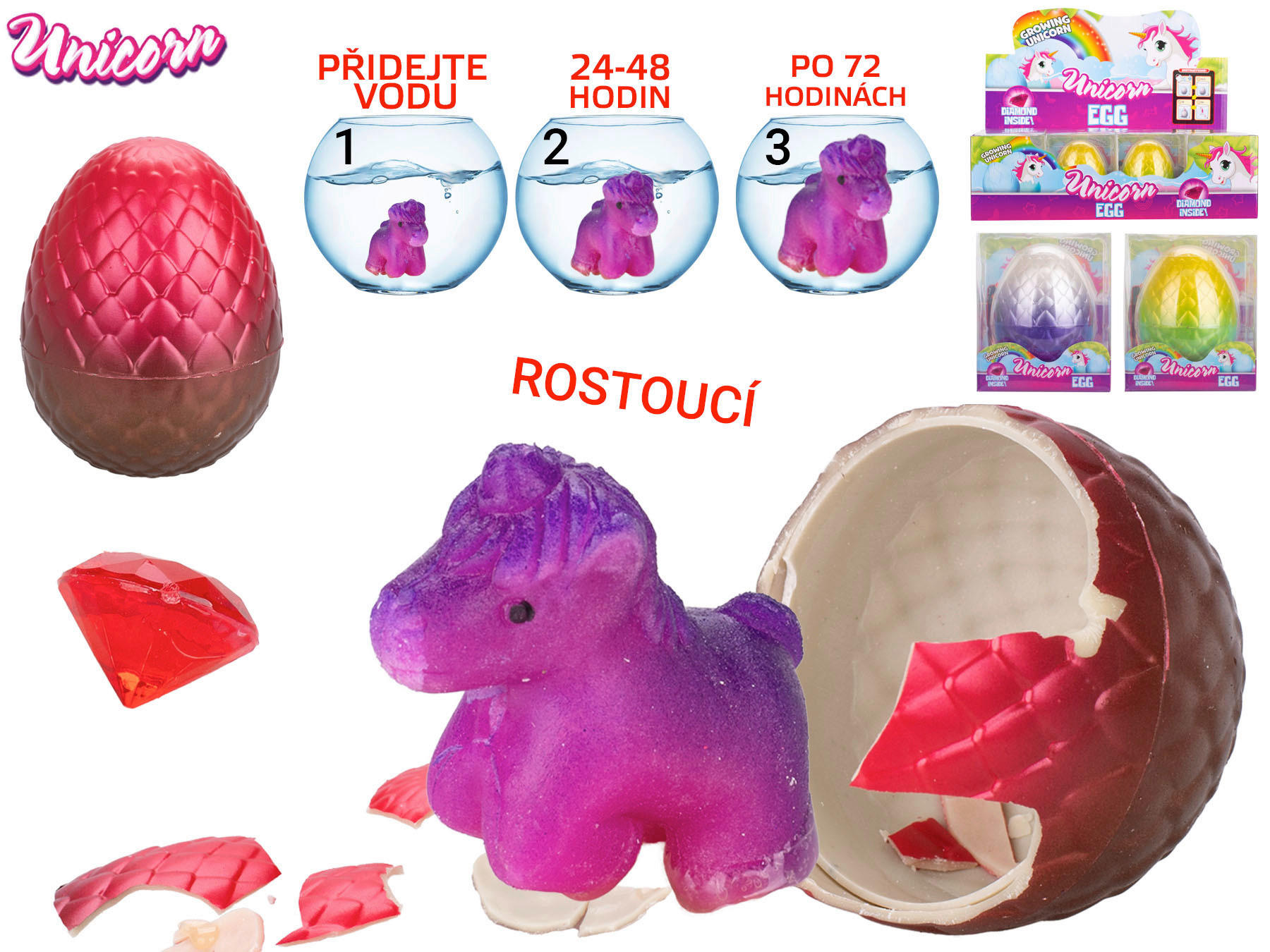 JEDNOROŽEC - vícebarevná, Basics, kámen (8,5/10/7cm)