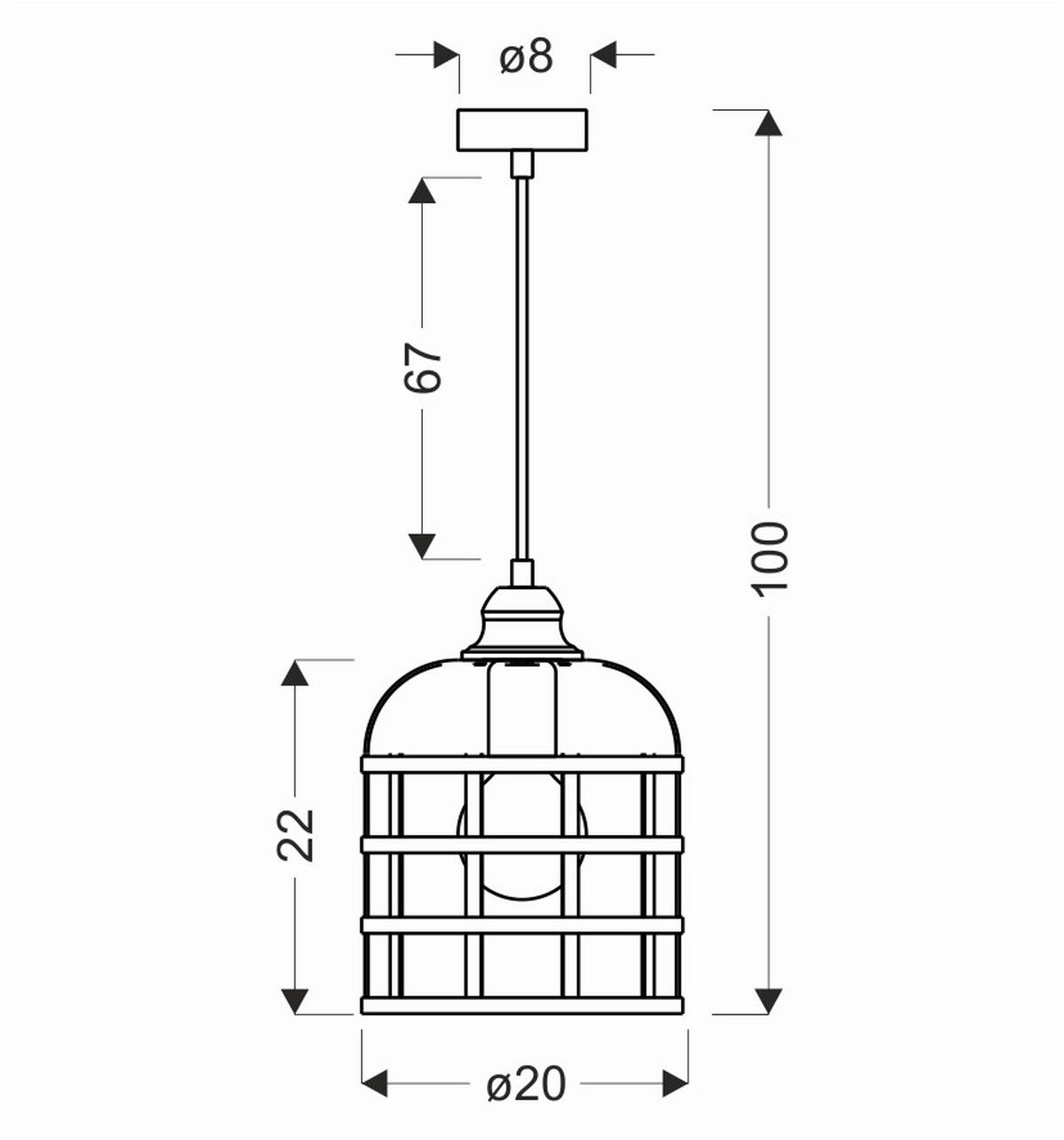 HÄNGLAMPA 20/20/100 cm  - Basics, metall (20/20/100cm)