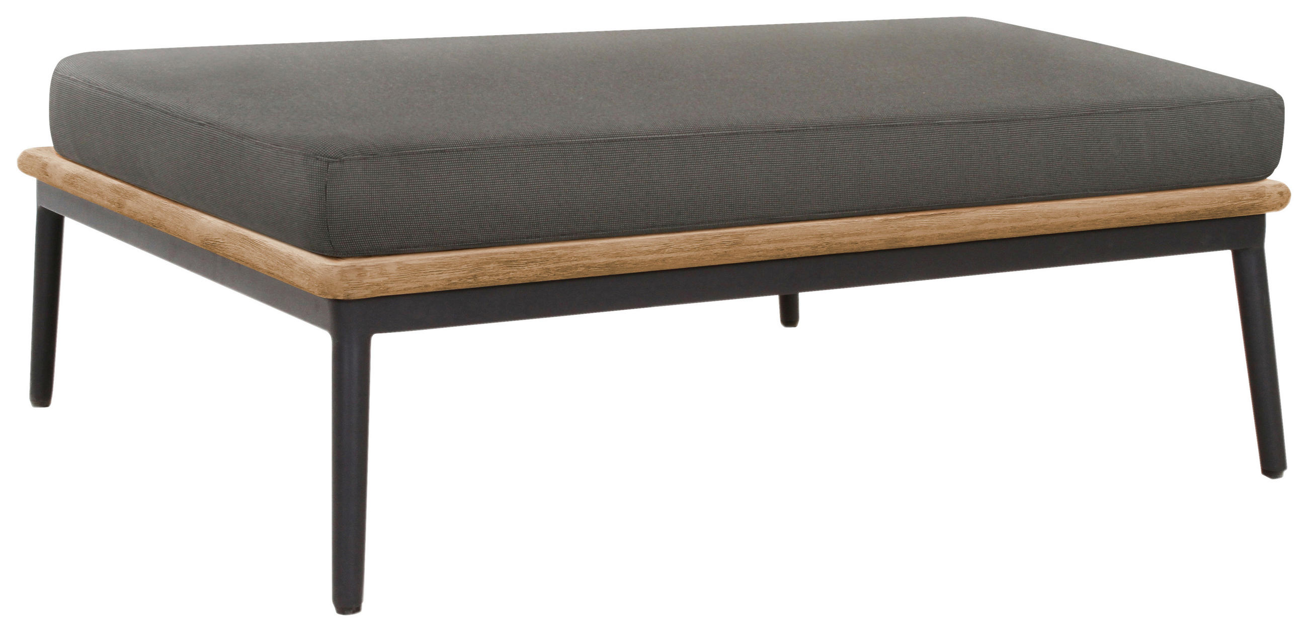 LOUNGEHOCKER  - Anthrazit/Teakfarben, Basics, Holz/Textil (90/38/72cm)