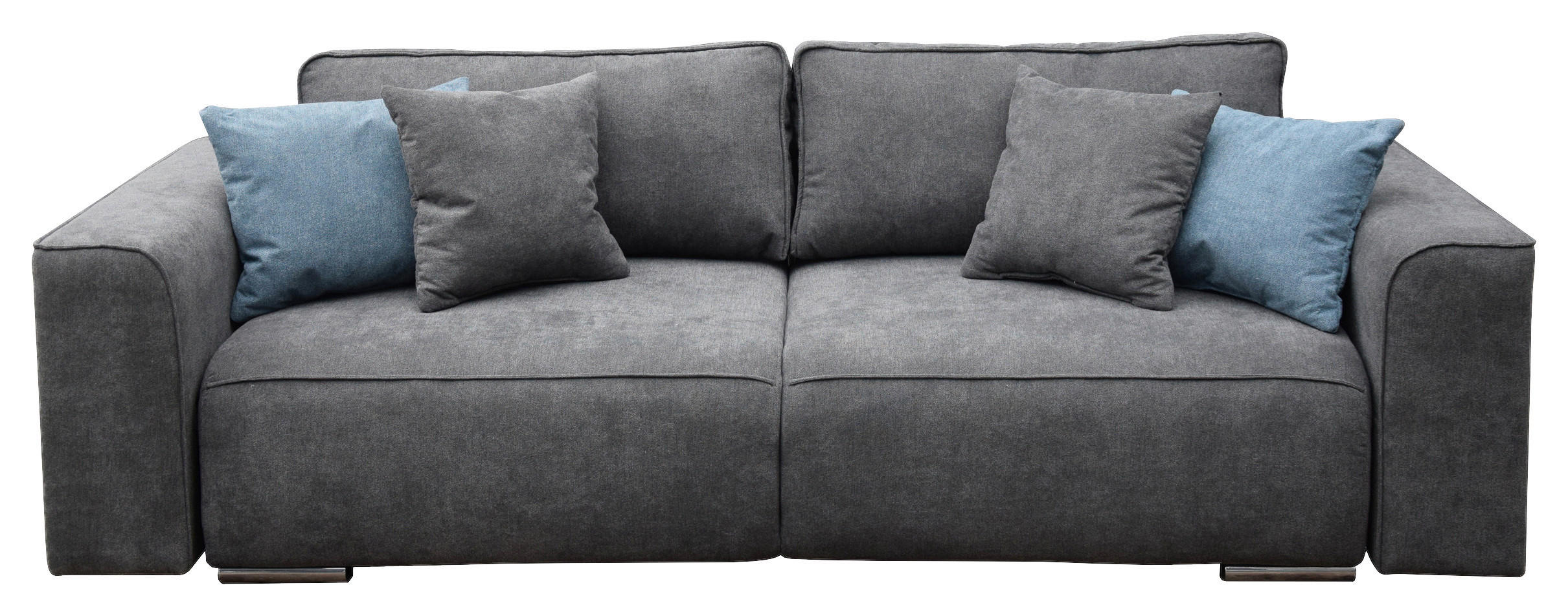 3-SED,  siva tekstil  - svetlo modra/barve niklja, Moderno, tekstil (252/85/107cm) - Hom`in