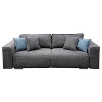 3-SED,  siva tekstil  - svetlo modra/barve niklja, Moderno, tekstil (252/85/107cm) - Hom`in