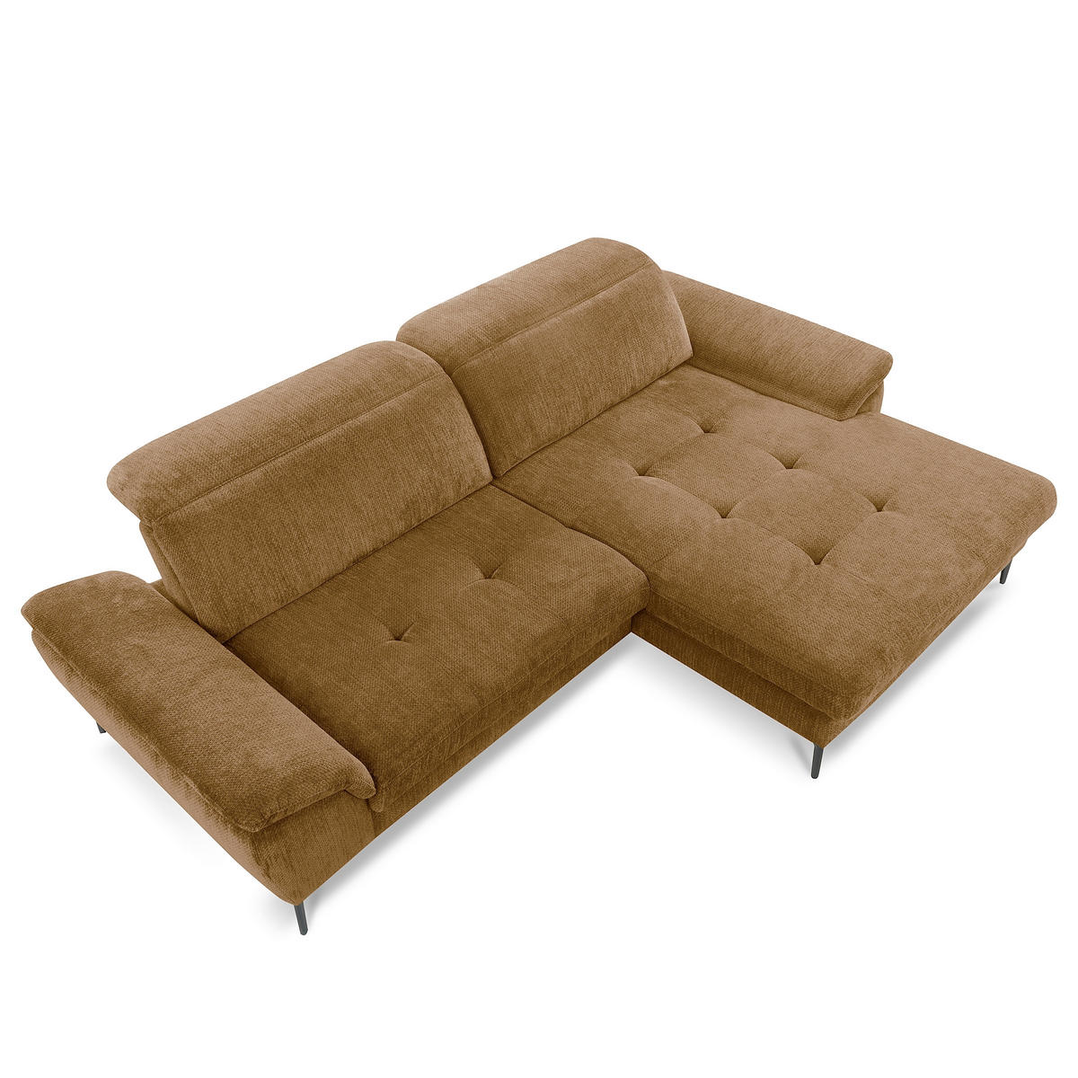 ECKSOFA  Webstoff Rostfarben  - Rostfarben/Schwarz, Design, Textil/Metall (268/195cm) - Livetastic