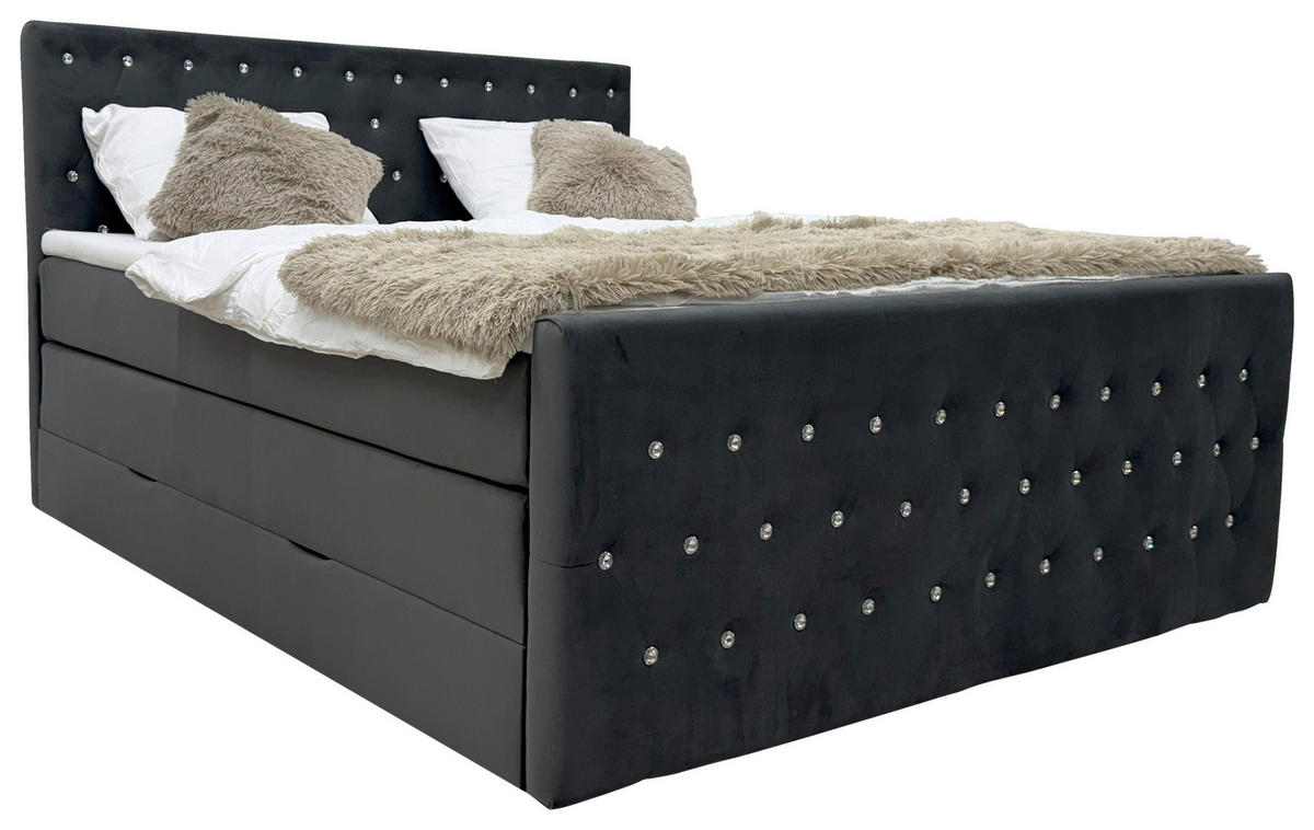 POSTEL BOXSPRING, 140/200 cm, černá - černá, Moderní, textil (140/200cm) - Livetastic