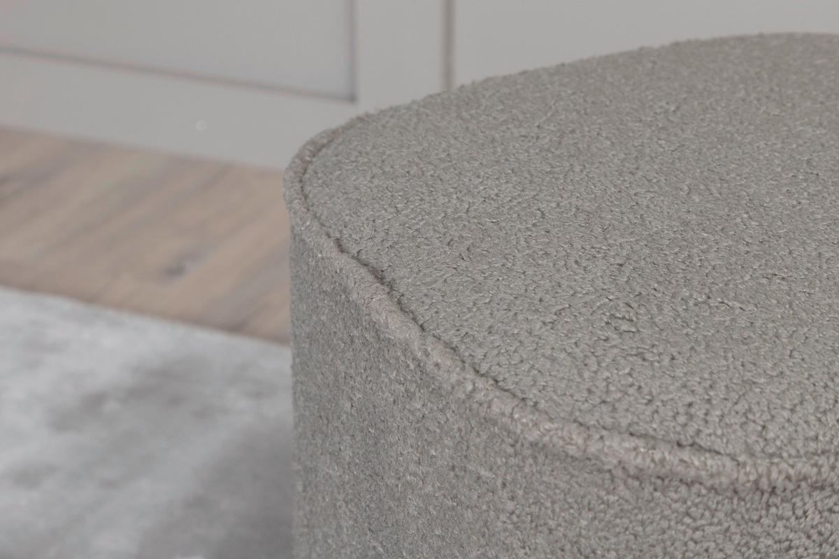 POUF Teddystoff Grau 44/41/44 cm  - Grau, Design, Textil (44/41/44cm) - Livetastic