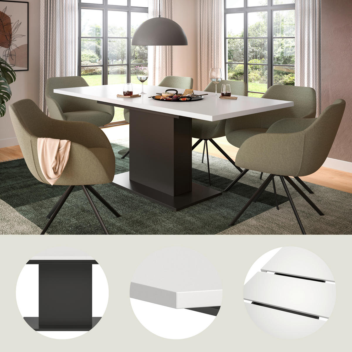 AUSZIEHTISCH in Holzwerkstoff  - Weiß/Grau, KONVENTIONELL, Holzwerkstoff (150-190/76/90cm) - MID.YOU