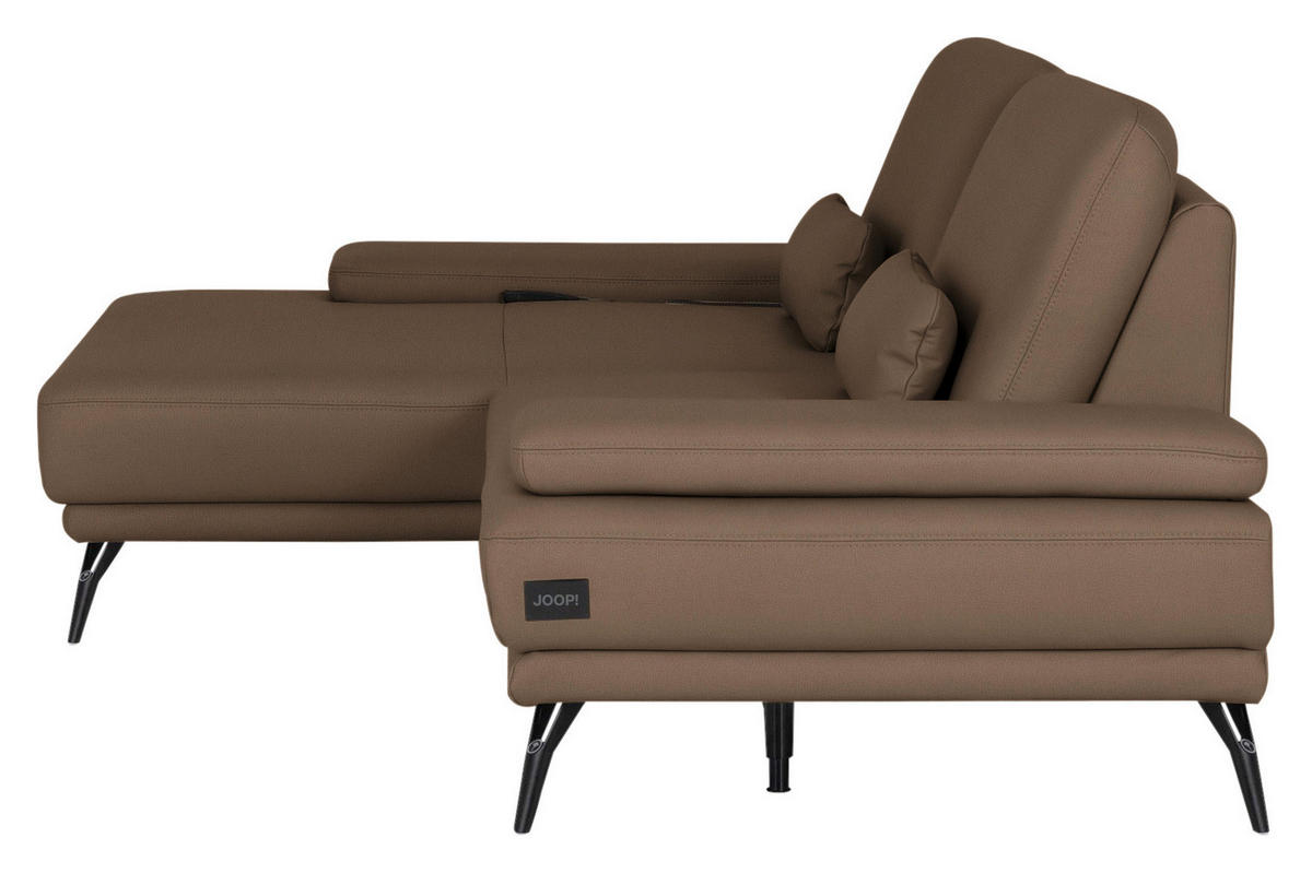 ECKSOFA Echtleder Braun  - Schwarz/Braun, Konventionell, Leder/Metall (180/301cm) - Joop!