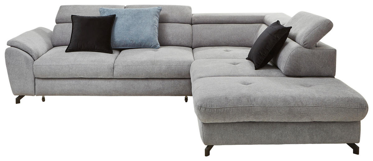 SEDEŽNA GARNITURA, tkanina siva  - črna/siva, Design, kovina/tekstil (277/237cm) - Hom`in