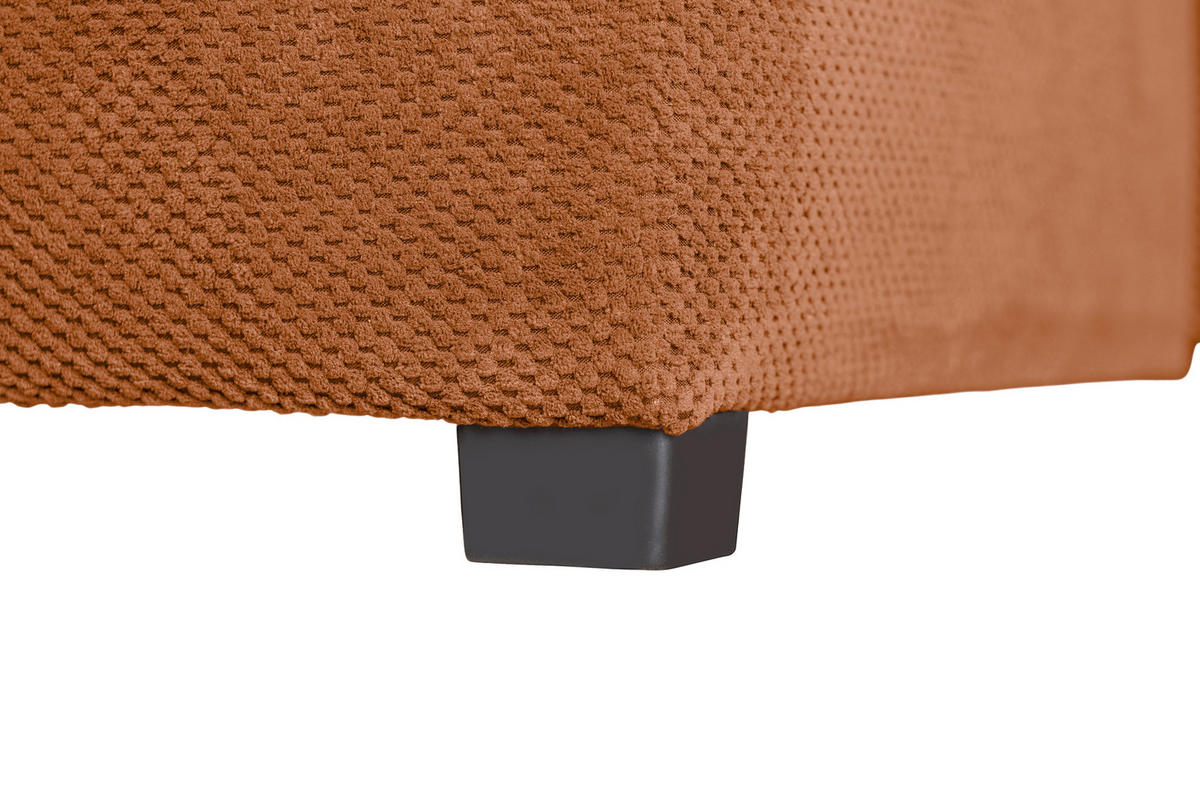 ECKSOFA LORENZO in Struktur Rostfarben Liegefläche im Originalstoff  188/302 cm  - Rostfarben/Schwarz, Design, Textil/Metall (188/302cm) - P & B