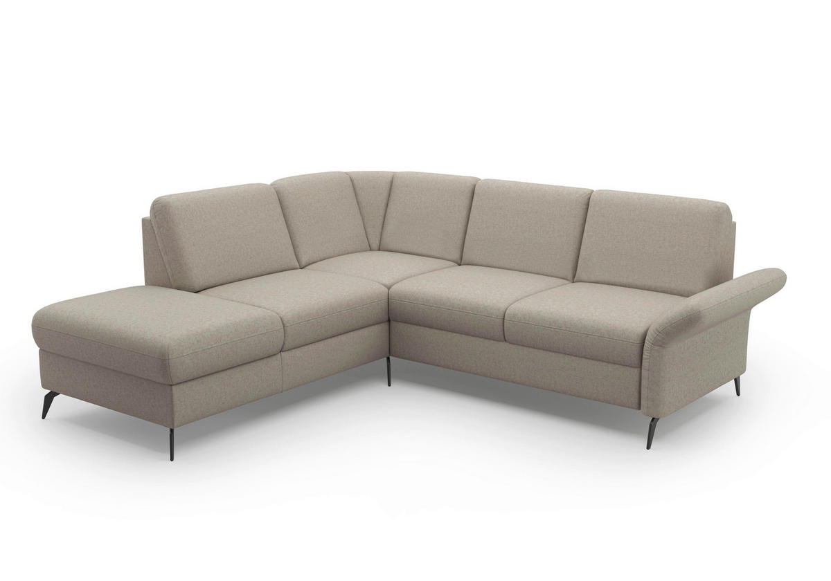 ECKSOFA ROCHELLE E Taupe Flachgewebe  - Taupe/Schwarz, KONVENTIONELL, Textil/Metall (216/240cm) - Sit & More