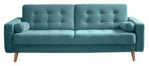 SCHLAFSOFA in Mikrovelours Grün  - Schlammfarben/Eichefarben, MODERN, Holz/Textil (222/86/90cm) - MID.YOU