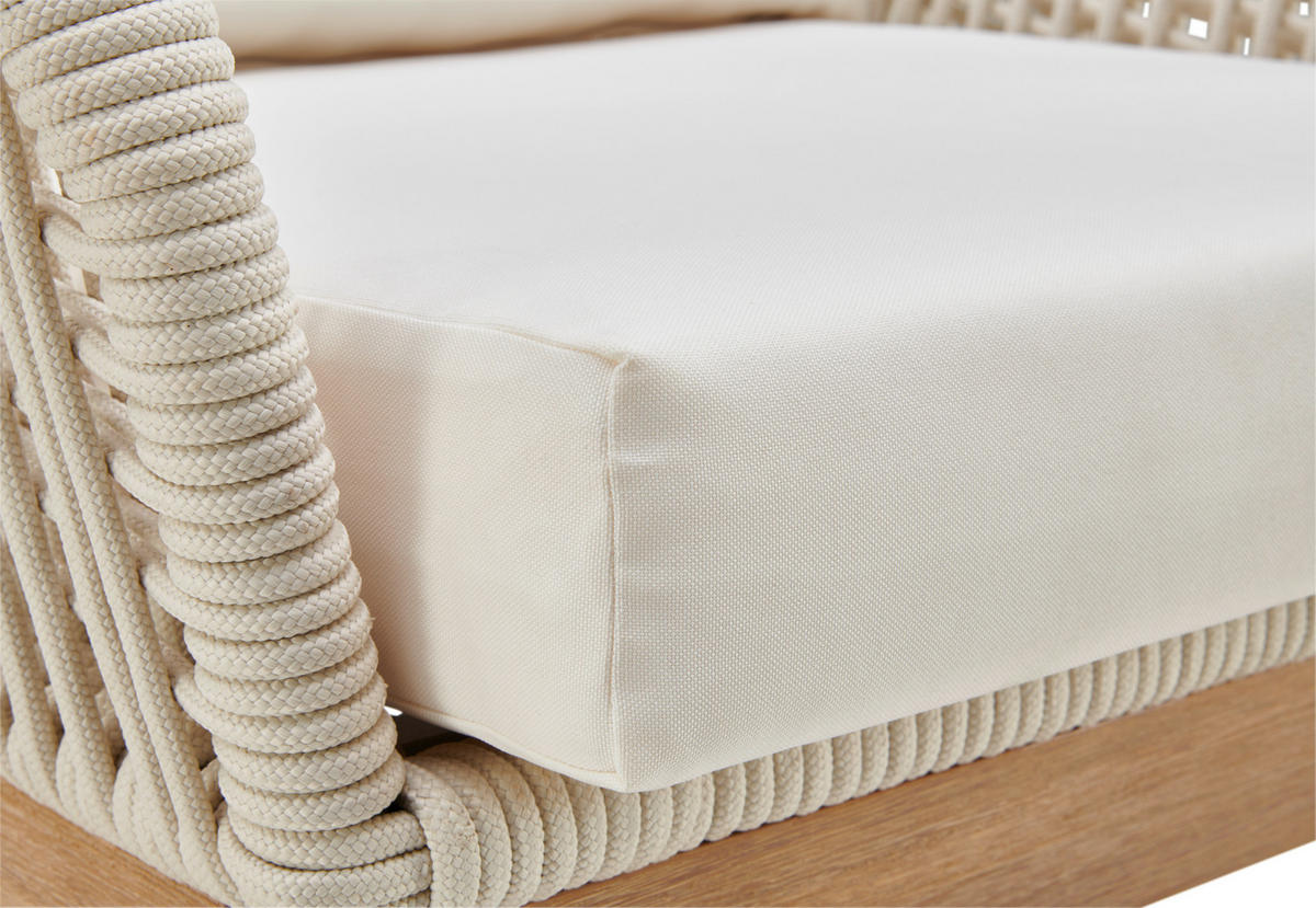 LOUNGEGARNITUR Akazie vollmassiv Aluminium  - Creme/Weiß, MODERN, Holz/Metall (85/55/45cm) - Ambia Garden