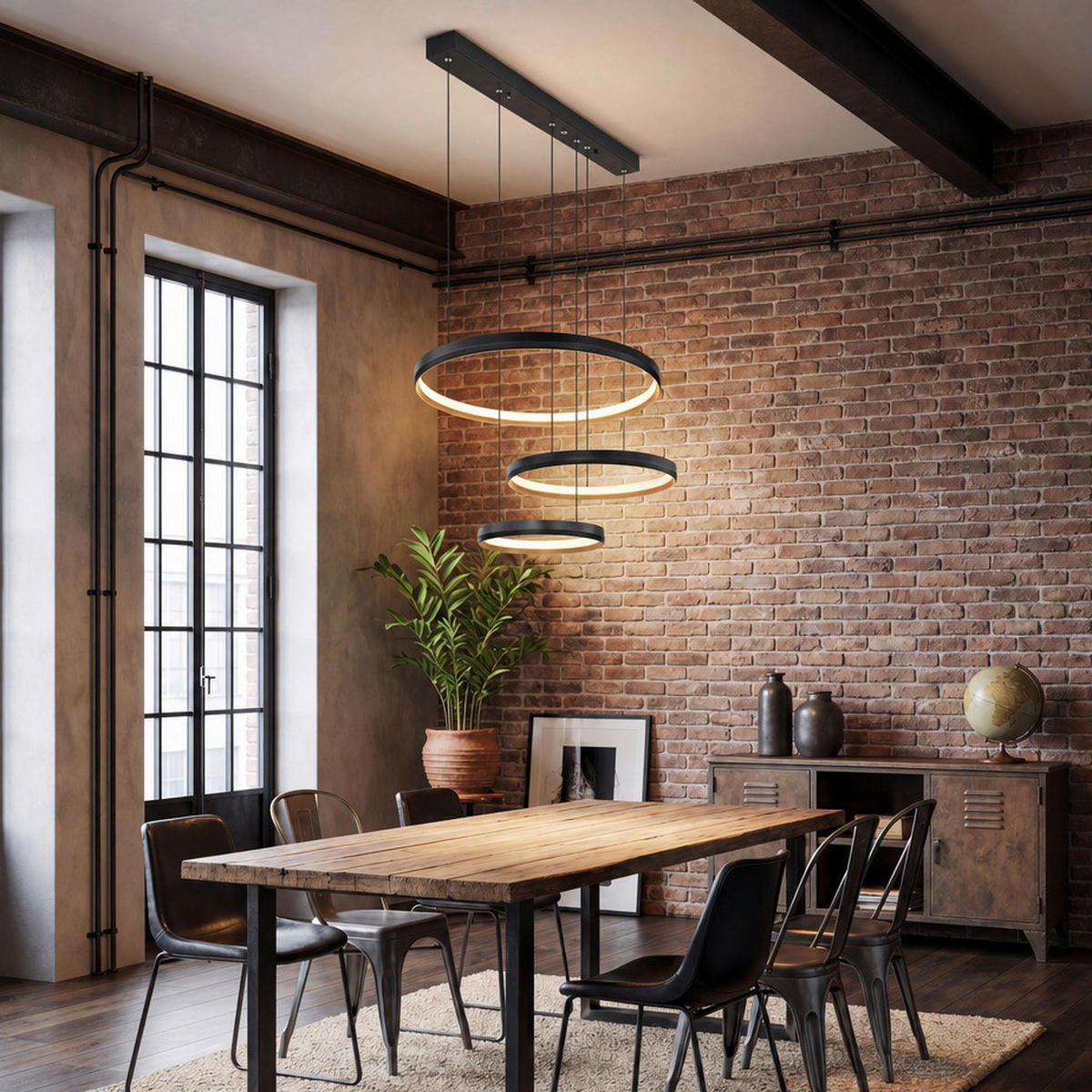 LED-HÄNGELEUCHTE Halli 76,7/50,3/150 cm  - Goldfarben/Opal, Design, Kunststoff/Metall (76,7/50,3/150cm) - Globo