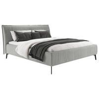POLSTERBETT 160/200 cm  in Graubraun  - Graubraun/Schwarz, Design, Textil/Metall (160/200cm) - Lomoco