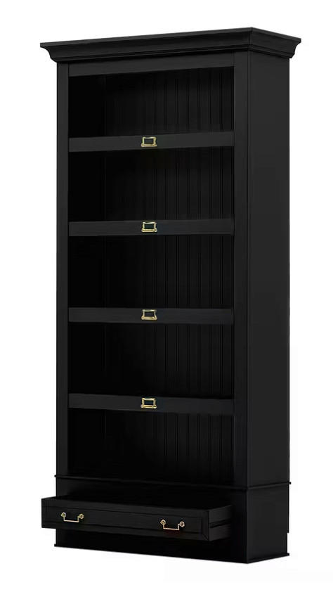 REGAL Pinie massiv Schwarz  - Schwarz/Bronzefarben, LIFESTYLE, Holz/Metall (117/238,5/46,5cm) - Livetastic
