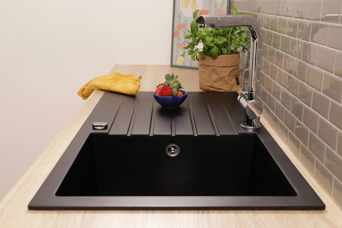 Chiuvetă Bucătărie - negru, Trend, piatră (86/22/50cm) - Respekta