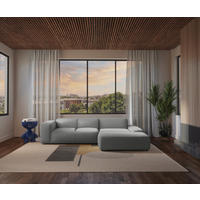 ECKSOFA in Cord Hellgrau  - Hellgrau/Schwarz, Design, Kunststoff/Textil (304/200cm) - MID.YOU