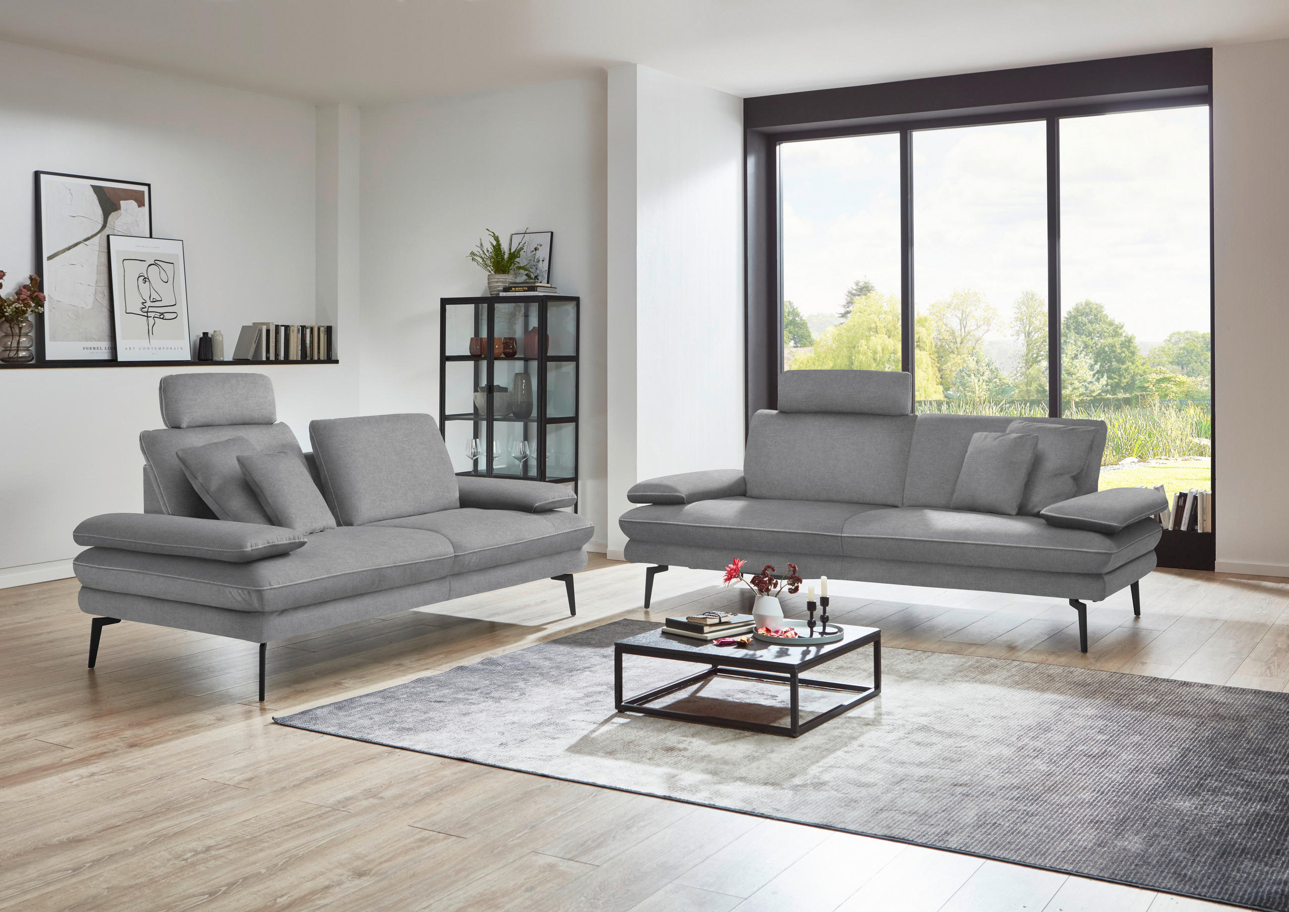 2,5-SITZER in Velours Salbeigrün  - Salbeigrün/Beige, Design, Textil/Metall (196/89/104cm) - Dieter Knoll