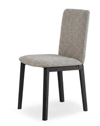 STOL  läderutbud, tygutbud   svart, greige  - greige/svart, Design, trä/textil (47/85/56cm) - Skovby