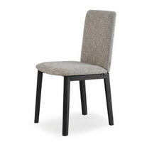 STOL  läderutbud, tygutbud   svart, greige  - greige/svart, Design, trä/textil (47/85/56cm) - Skovby