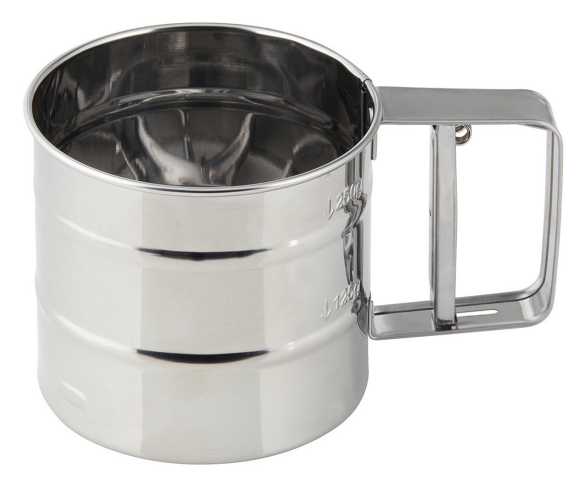 MEHLSIEB  - Silberfarben, Basics, Metall (15,5/10,5/9,5cm) - Fackelmann