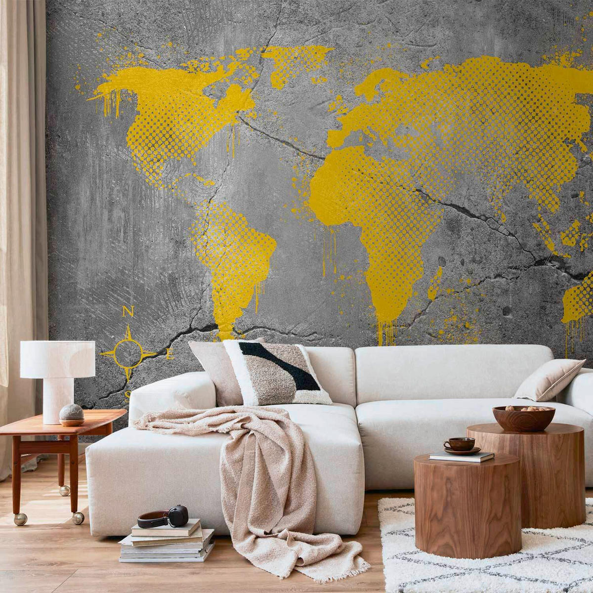 FOTOTAPETE  - Gelb/Grau, LIFESTYLE, Textil (300/210cm) - artgeist